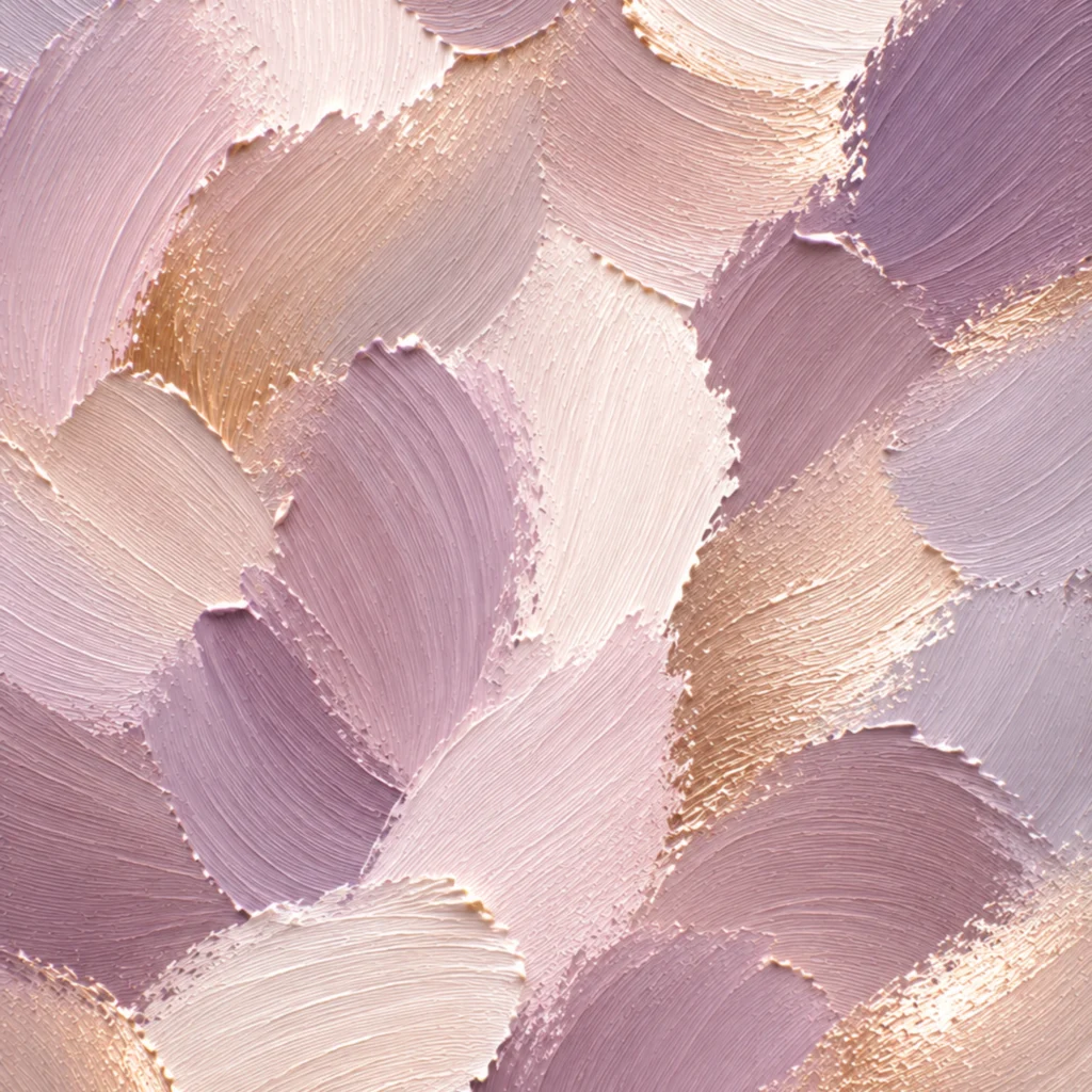 Lavender Canvas envelope liner featuring expressive painterly brushstrokes in soft lavender, mauve, champagne, ivory, blush pink, and warm taupe with a textured canvas-inspired finish.