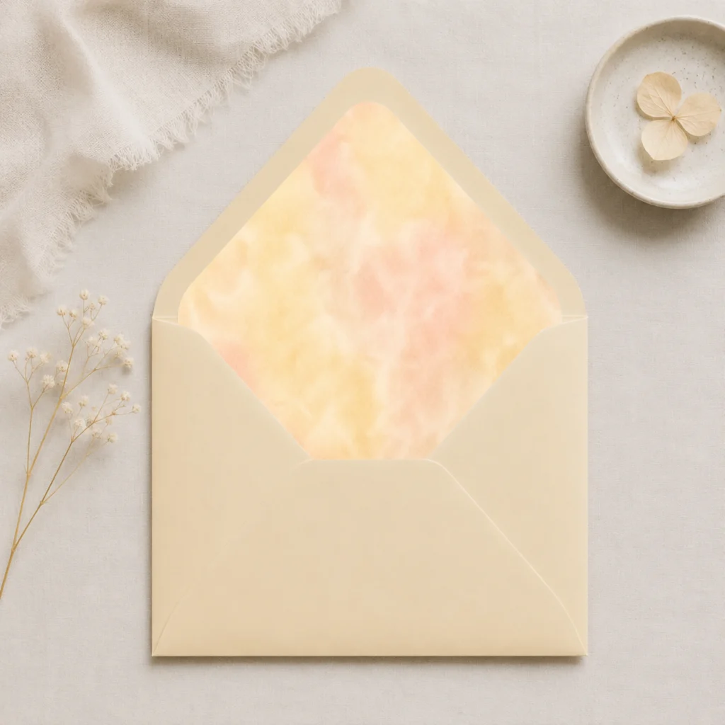 Butter Blush Envelope Liner Template with Chamois Envelope | Soft Yellow Wedding Invitation Liner