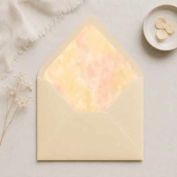 Butter Blush Envelope Liner Template with Chamois Envelope | Soft Yellow Wedding Invitation Liner